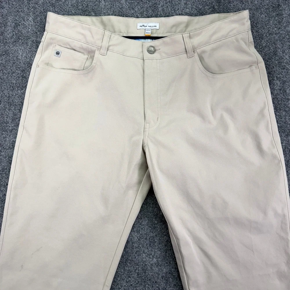 Peter Millar Pants Mens 36 (Fits 37x34) Khaki EB66 5 Pocket Golf Stretch STAINS